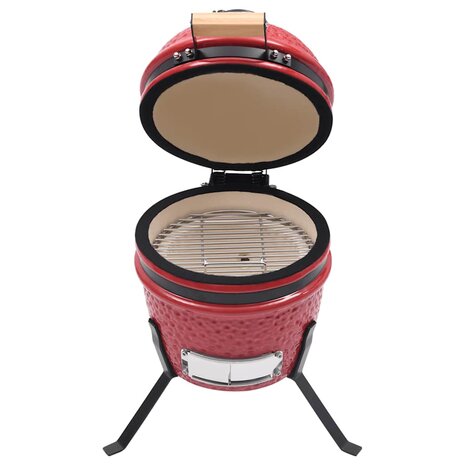 Kamado barbecue 2-in-1 56 cm keramiek rood 2