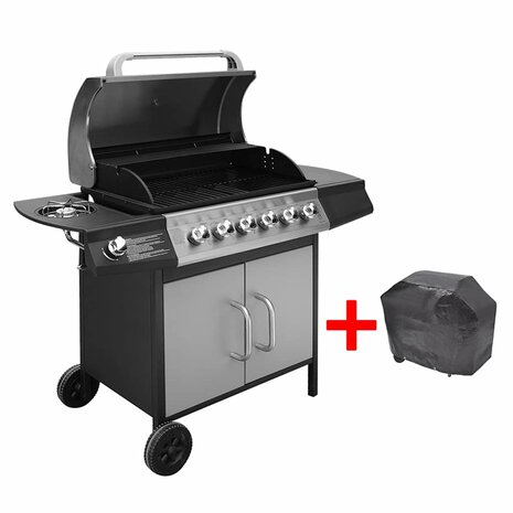 Gasbarbecue 6+1 kookzone zwart en zilver  1