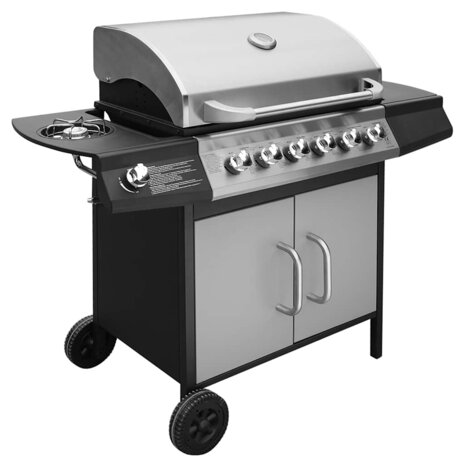Gasbarbecue 6+1 kookzone zwart en zilver  3