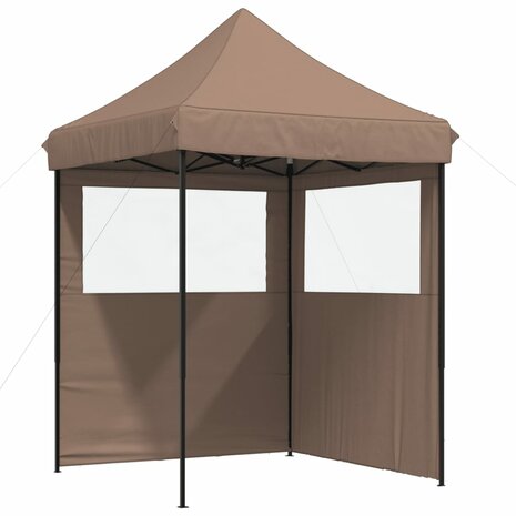 Partytent inklapbaar pop-up met 2 zijwanden bruin 2