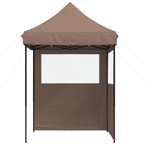 Partytent inklapbaar pop-up met 2 zijwanden bruin 3