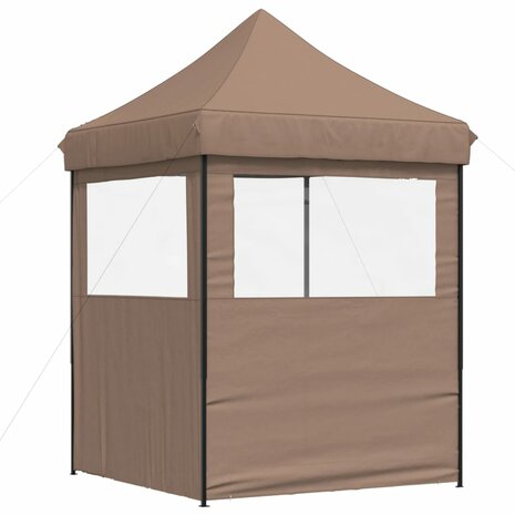 Partytent inklapbaar pop-up met 2 zijwanden bruin 5