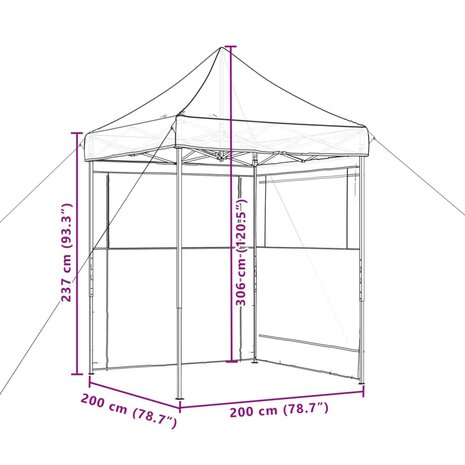 Partytent inklapbaar pop-up met 2 zijwanden bruin 9
