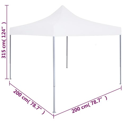 Partytent professioneel inklapbaar 2x2 m staal wit 9