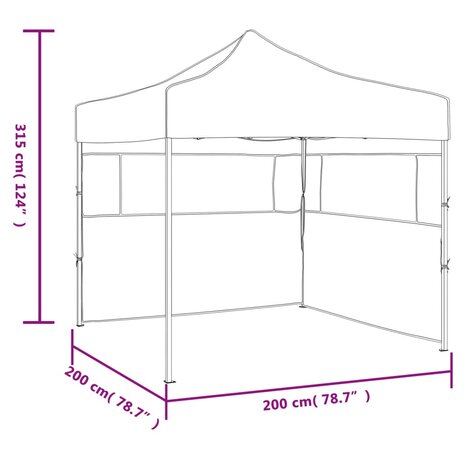 Partytent met 2 zijwanden inklapbaar 2x2 m staal wit 9