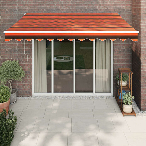 Luifel automatisch uitschuifbaar 3,5x2,5 m oranje en bruin 1