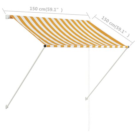 Luifel uittrekbaar 150x150 cm geel en wit 8