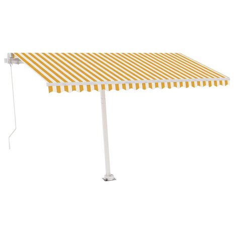 Luifel vrijstaand handmatig uittrekbaar 400x300 cm geel en wit 2