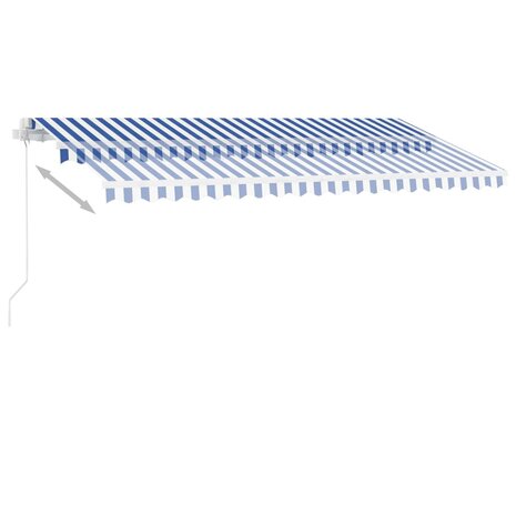 Luifel vrijstaand handmatig uittrekbaar 450x300 cm blauw en wit 6