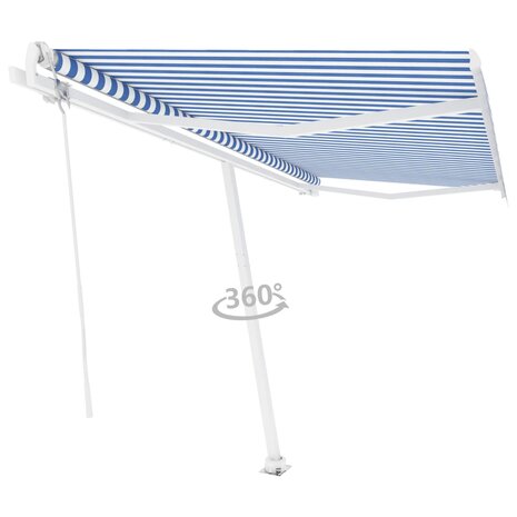 Luifel vrijstaand automatisch 400x350 cm blauw en wit 3