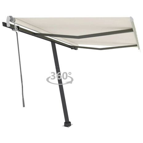 Luifel vrijstaand handmatig uittrekbaar 300x250 cm crèmekleurig 1