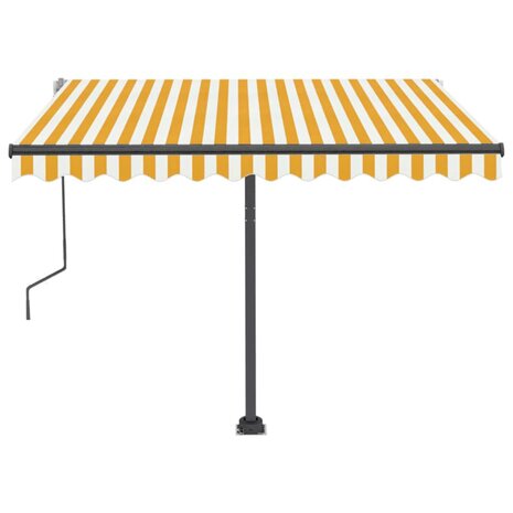 Luifel vrijstaand handmatig uittrekbaar 300x250 cm geel en wit 5