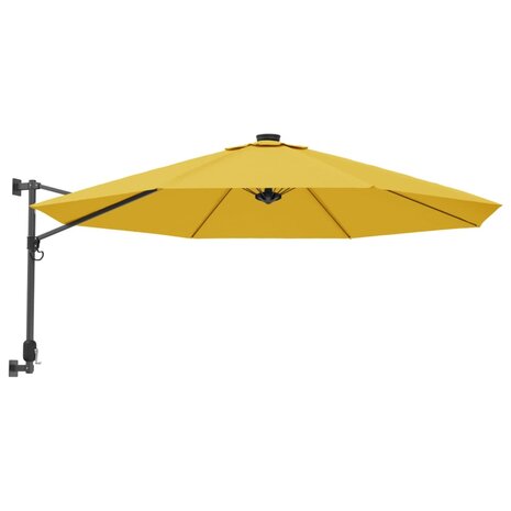 Wandparasol met LEDs 290 cm geel 2