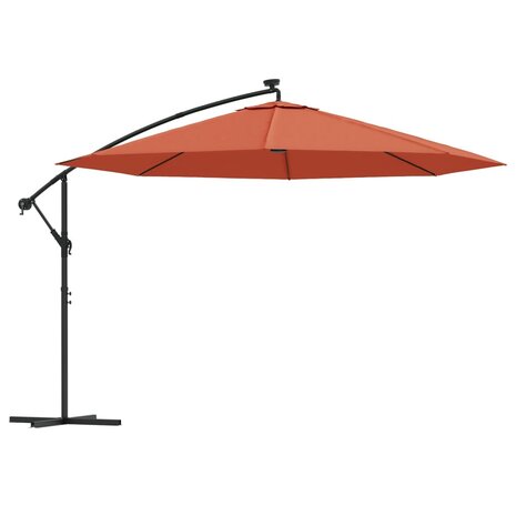 Zweefparasol met LED-verlichting 350 cm terracottakleurig 2