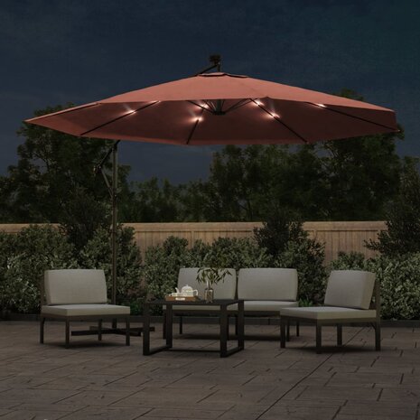 Zweefparasol met LED-verlichting 350 cm terracottakleurig 3