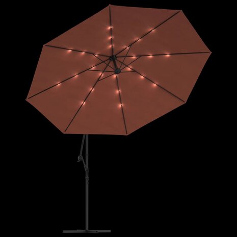 Zweefparasol met LED-verlichting 350 cm terracottakleurig 6