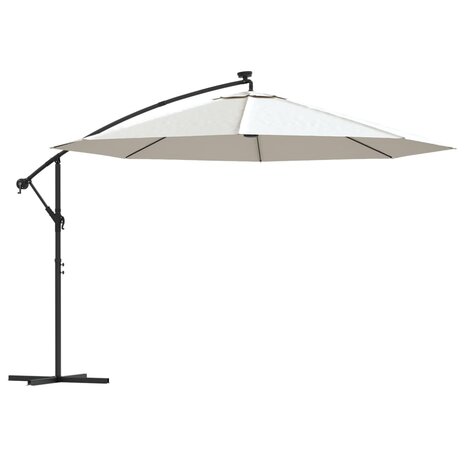 Zweefparasol met LED-verlichting en metalen paal 350 cm zand 2