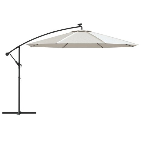 Zweefparasol met LED-verlichting en metalen paal 350 cm zand 4