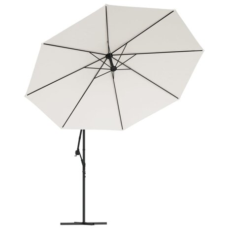 Zweefparasol met LED-verlichting en metalen paal 350 cm zand 5
