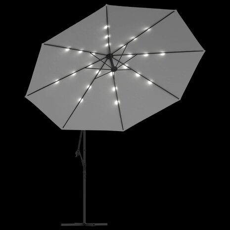 Zweefparasol met LED-verlichting en metalen paal 350 cm zand 6