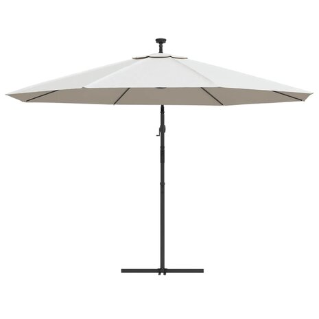 Zweefparasol met LED-verlichting en metalen paal 350 cm zand 7