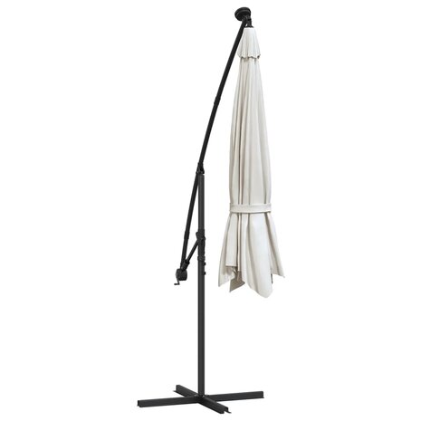 Zweefparasol met LED-verlichting en metalen paal 350 cm zand 8