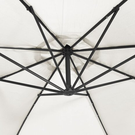 Zweefparasol met LED-verlichting en metalen paal 350 cm zand 9