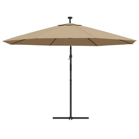 Zweefparasol met LED-verlichting en metalen paal 350 cm taupe 7