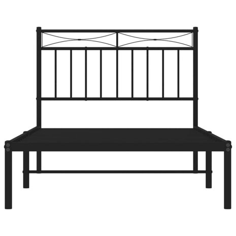 Bedframe met hoofdbord metaal zwart 100x190 cm 6