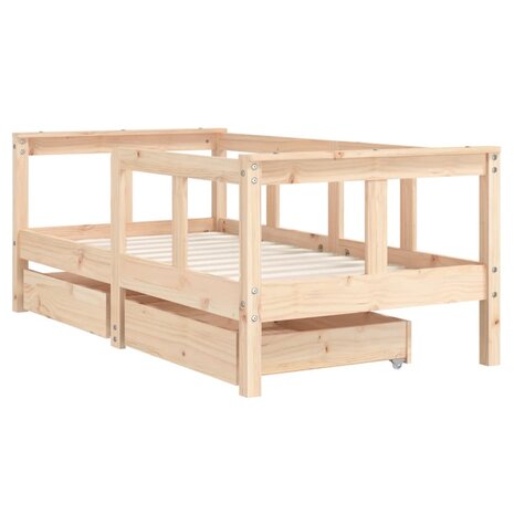 Kinderbedframe met lades 70x140 cm massief grenenhout 3