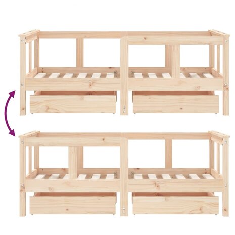 Kinderbedframe met lades 70x140 cm massief grenenhout 8