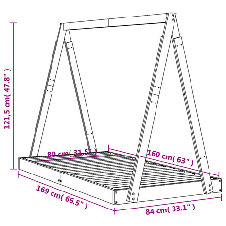 Kinderbedframe 80x160 cm massief grenenhout 9