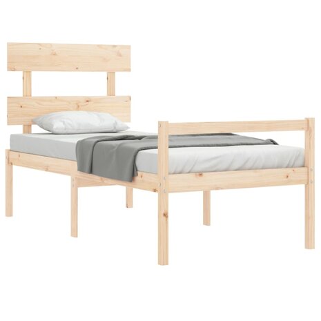 Seniorenbed met hoofdbord massief hout 90x200 cm 4