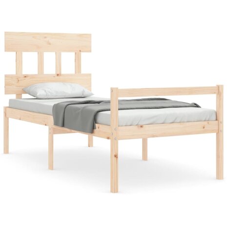 Seniorenbed met hoofdbord massief hout 90x200 cm 2