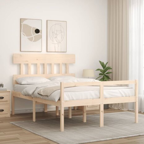 Seniorenbed met hoofdbord massief hout 140x200 cm 3