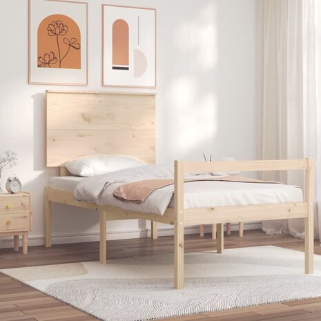 Seniorenbed met hoofdbord massief hout 100x200 cm 1