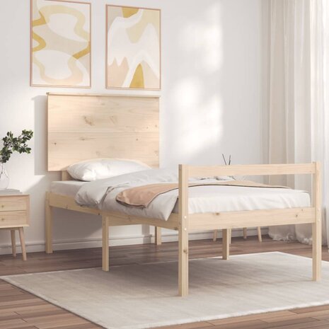 Seniorenbed met hoofdbord massief hout 100x200 cm 3