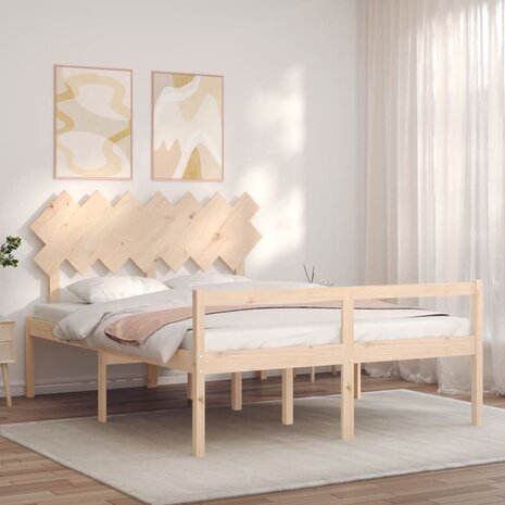 Seniorenbed met hoofdbord massief hout 140x190 cm 3