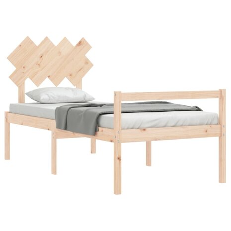 Seniorenbed met hoofdbord massief hout 90x200 cm 4