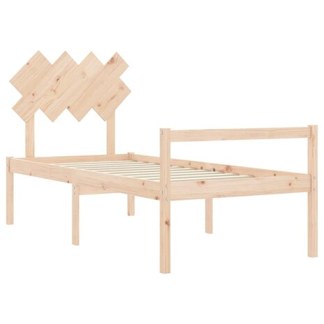 Seniorenbed met hoofdbord massief hout 90x200 cm 5