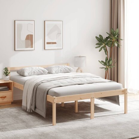 Seniorenbed massief grenenhout wit 120x190 cm 1