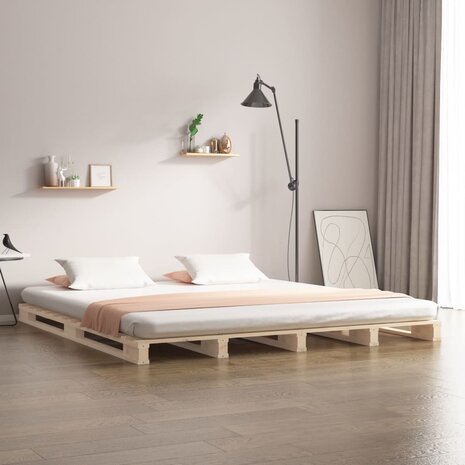 Palletbed massief grenenhout zwart 120x190 cm 1