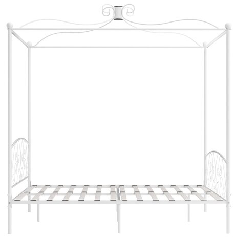 Hemelbedframe metaal wit 160x200 cm 4