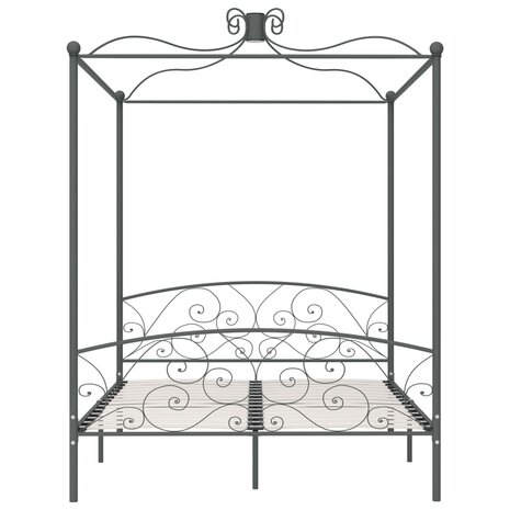 Hemelbedframe metaal grijs 160x200 cm 3