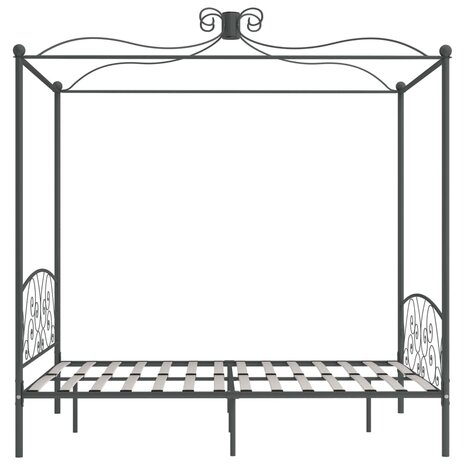 Hemelbedframe metaal grijs 160x200 cm 4