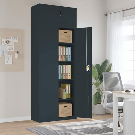 Archiefkast 90x40x240 cm staal antracietkleurig 1