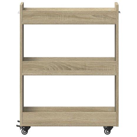 Kast met wieltjes 60x22x79 bewerkt hout sonoma eikenkleurig 5