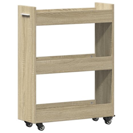 Kast met wieltjes 60x22x79 bewerkt hout sonoma eikenkleurig 7
