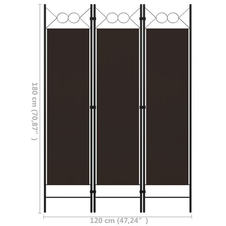 Kamerscherm met 3 panelen 120x180 cm bruin 6