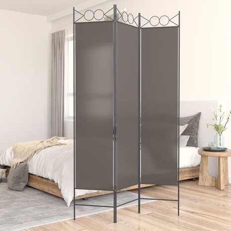 Kamerscherm met 3 panelen 120x200 cm stof antracietkleurig 1
